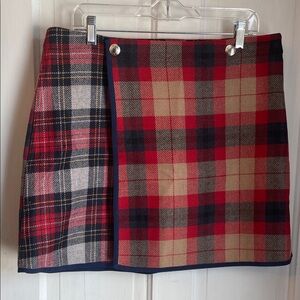Tommy Hilfiger Red and Tan Plaid Mini Skirt